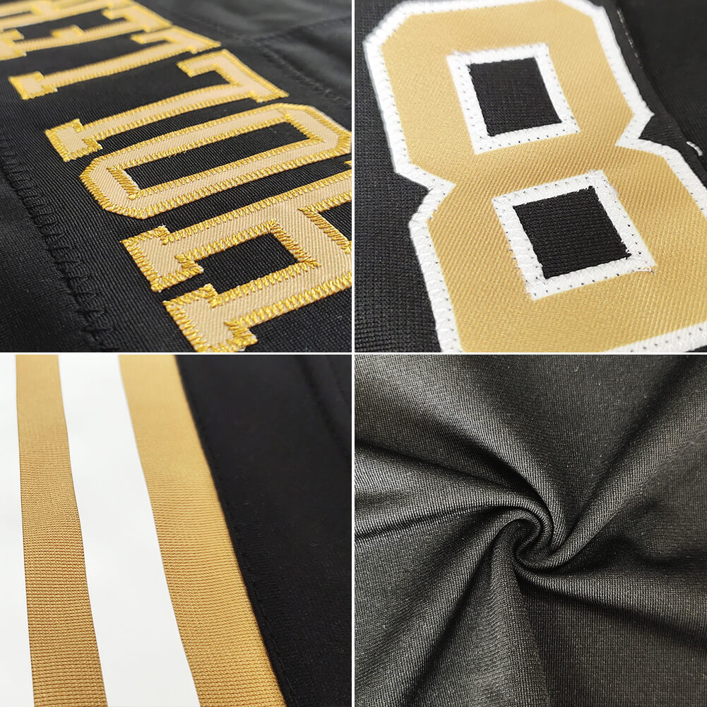 customized  authentic football jersey black gold-white mesh