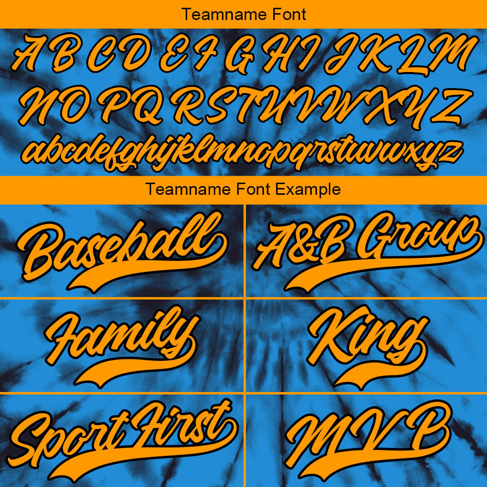 Camiseta de béisbol con dise?o personalizado de estampado completo color azul te?ido anudado