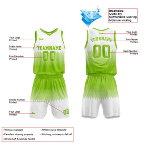 Uniforme de baloncesto personalizado verde y blanco con tu logotipo-nombre y número impresos