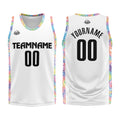 Uniforme de baloncesto blanco personalizado con tu logotipo-nombre y número impresos