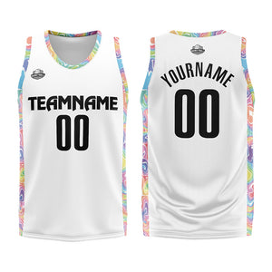 Uniforme de baloncesto blanco personalizado con tu logotipo-nombre y número impresos