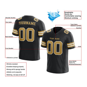 customized authentic football jersey black gold-white   mesh