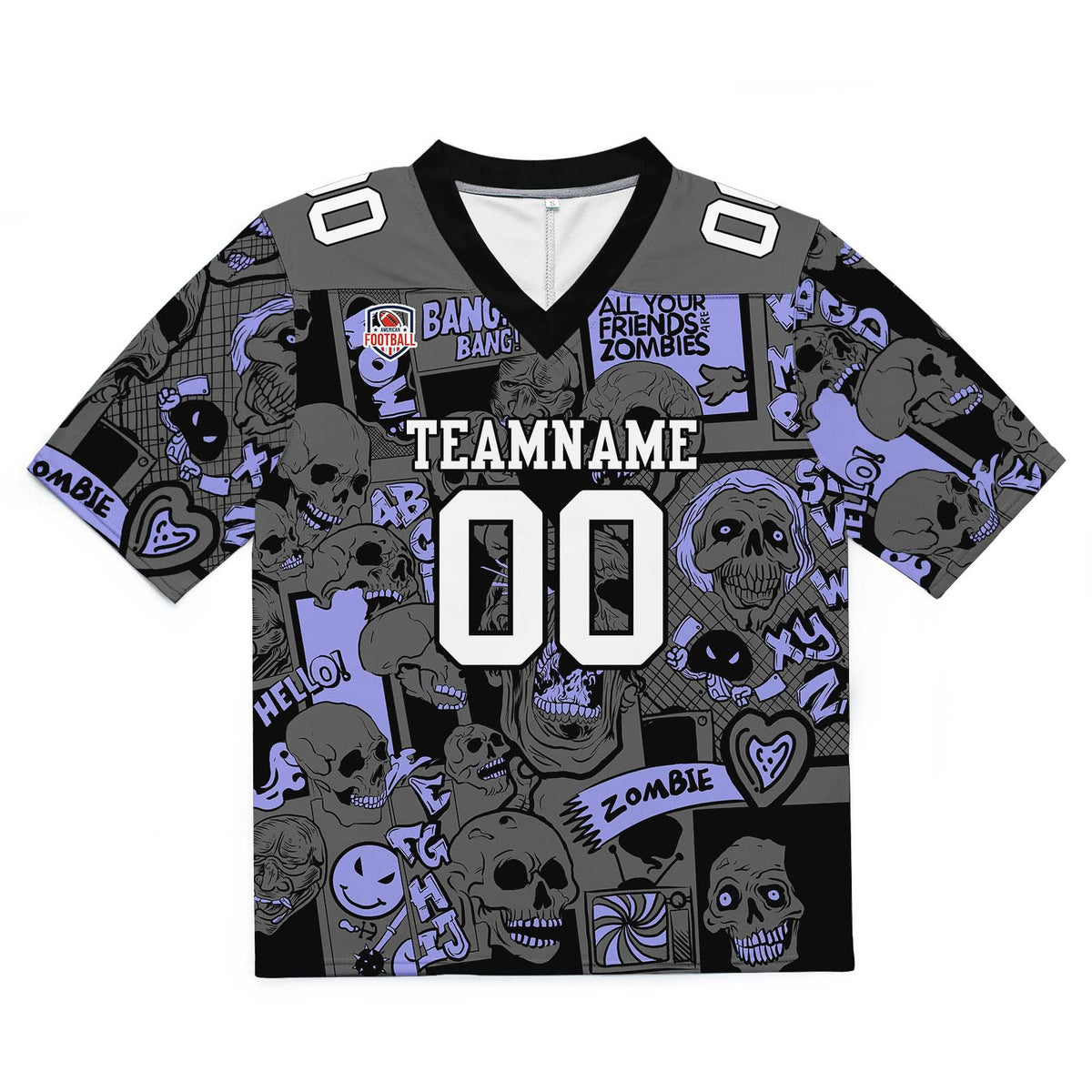 Camiseta de fútbol personalizada con nombre y número del equipo bordados-color morado claro