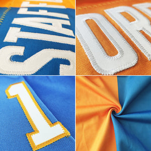 custom authentic split fashion football jersey light blue-white-yellow mesh