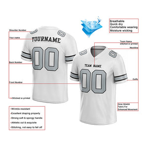 customized authentic football jersey black gray-white mesh
