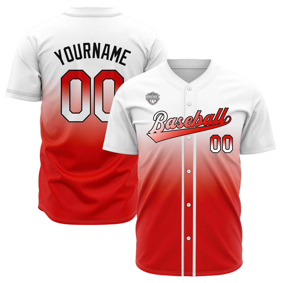 Camisetas de béisbol personalizadas con degradado nombre número y logotipo