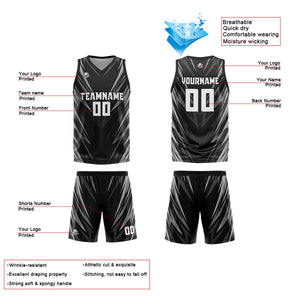 Uniforme de baloncesto negro con triángulo personalizado impreso con su logotipo-nombre y número