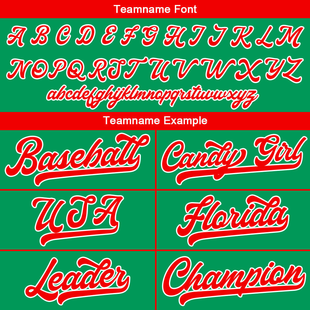Camiseta de béisbol personalizada con diseño bordado & estilo hip hop & color verde y rojo