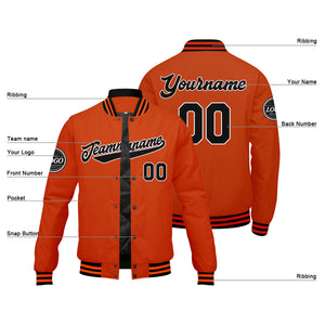 Chaqueta universitaria personalizada estilo Letterman para hombres-mujeres y jóvenes-color negro y naranja