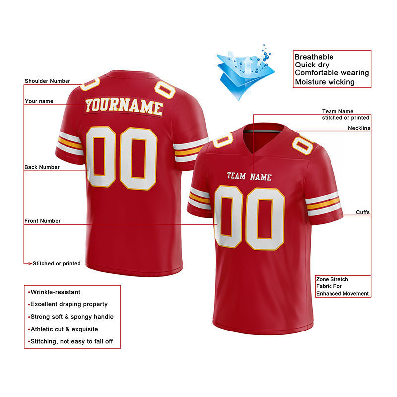 customized authentic football jersey white  red- orange mesh