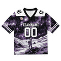 Camiseta de fútbol personalizada con nombre y número del equipo bordados-color negro y morado