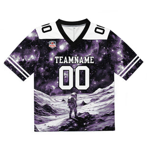 Camiseta de fútbol personalizada con nombre y número del equipo bordados-color negro y morado