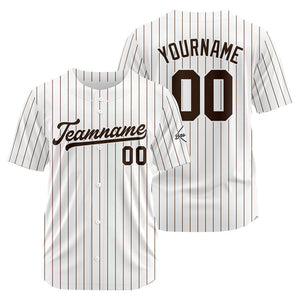 Camiseta de béisbol personalizada con diseño bordado & estilo hip hop & color blanco y marrón