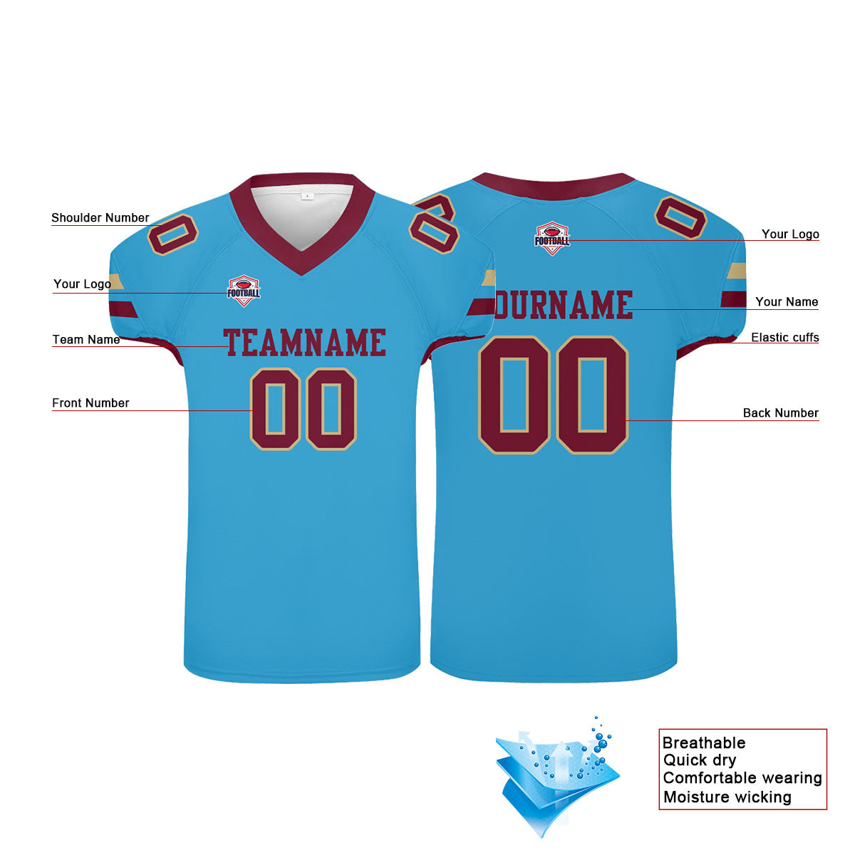 Camiseta de fútbol personalizada con nombre y número del equipo impresos