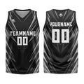Uniforme de baloncesto negro con triángulo personalizado impreso con su logotipo-nombre y número