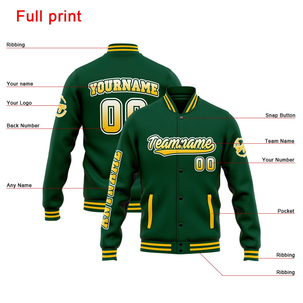 Chaqueta universitaria personalizada estilo Letterman para hombres-mujeres y jóvenes-color verde