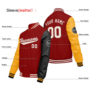 Chaquetas universitarias personalizadas rojas & amarillas y negras para hombres & mujeres y jóvenes & Chaquetas Letterman personalizadas