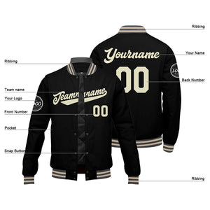 Chaqueta universitaria personalizada estilo Letterman para hombres-mujeres y jóvenes en color gris-negro y crema