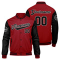 Chaqueta universitaria personalizada estilo Letterman para hombres-mujeres y jóvenes-color rojo y negro