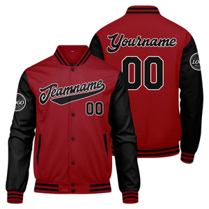 Chaqueta universitaria personalizada estilo Letterman para hombres-mujeres y jóvenes-color rojo y negro