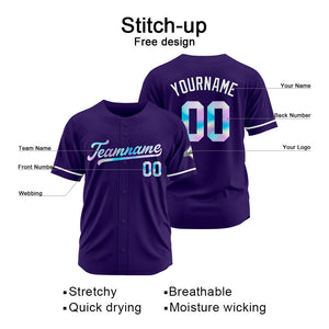 Camiseta de béisbol morada personalizada con diseño bordado Camisetas de béisbol de hip hop personalizadas