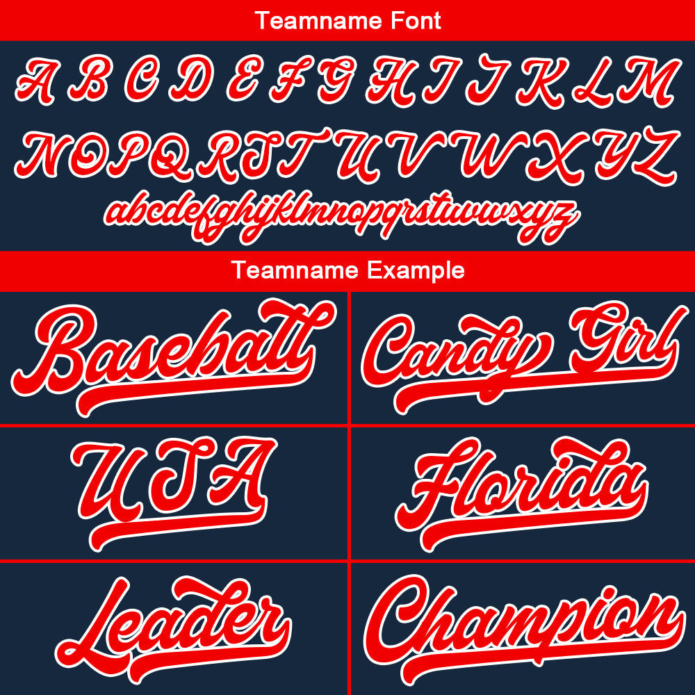 Camiseta de béisbol personalizada con diseño bordado & estilo hip hop & azul marino y rojo
