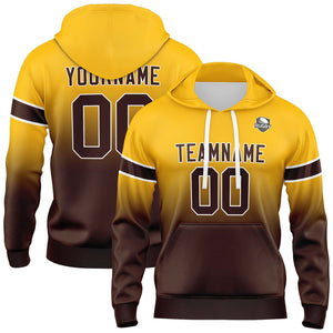 Sudadera con capucha degradada personalizada para hombre-mujer-niña o niño Imprime tu logotipo-nombre o número en amarillo y marrón