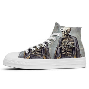 Resalta tu estilo con las zapatillas de lona de caña media Skeleton para hombre y mujer