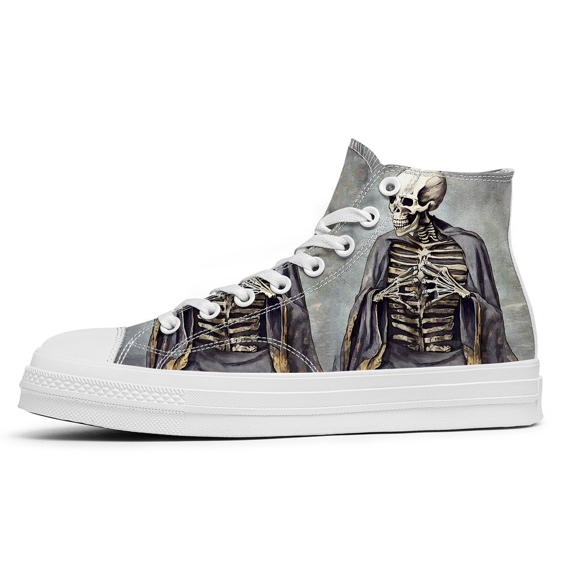 Resalta tu estilo con las zapatillas de lona de caña media Skeleton para hombre y mujer