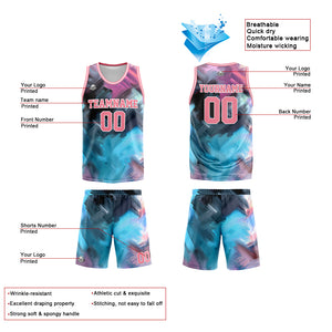 Custom Pinhk Light Blue Basketball Jersey Uniform Suit Printed Your Logo Name Number