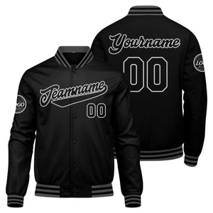 Chaqueta universitaria personalizada estilo Letterman para hombres-mujeres y jóvenes-color negro y gris