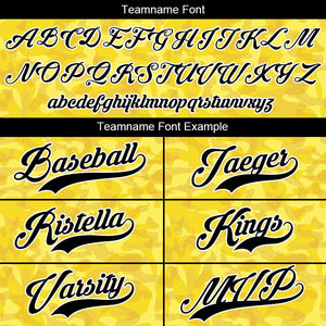 custom full print design authentic yellow camouflage baseball jersey