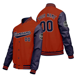 Chaquetas universitarias personalizadas de color naranja y morado para hombres & mujeres y jóvenes & Chaquetas Letterman personalizadas
