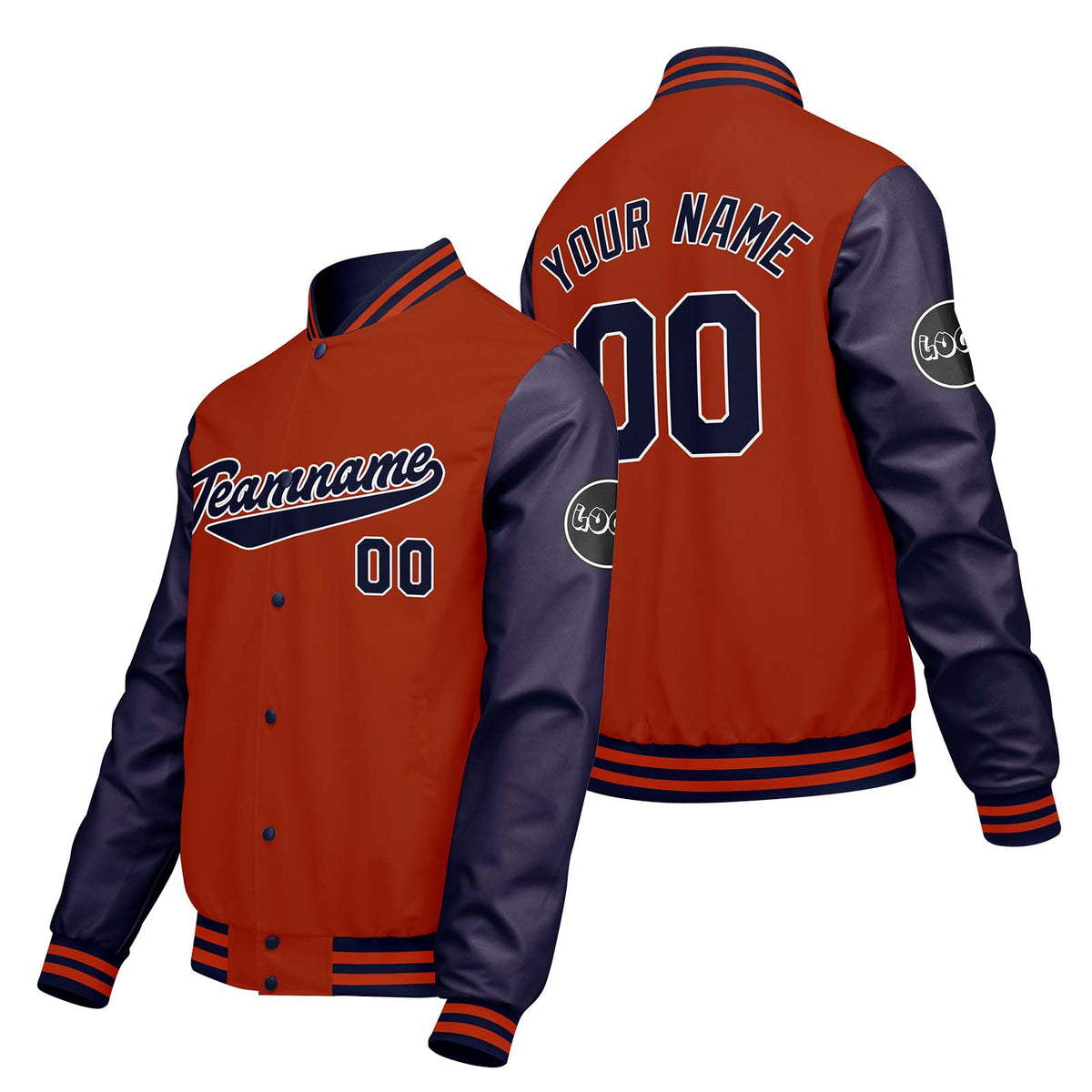 Chaquetas universitarias personalizadas de color naranja y morado para hombres & mujeres y jóvenes & Chaquetas Letterman personalizadas