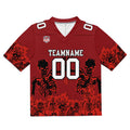 Camiseta de fútbol personalizada con nombre y número del equipo impresos y bordados en color rojo