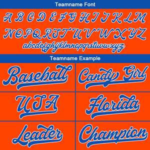 Camiseta de béisbol personalizada con diseño bordado & estilo hip hop & color naranja y azul rey