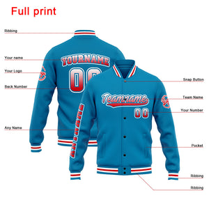 Chaqueta universitaria personalizada estilo Letterman para hombres-mujeres y jóvenes-color azul y rojo