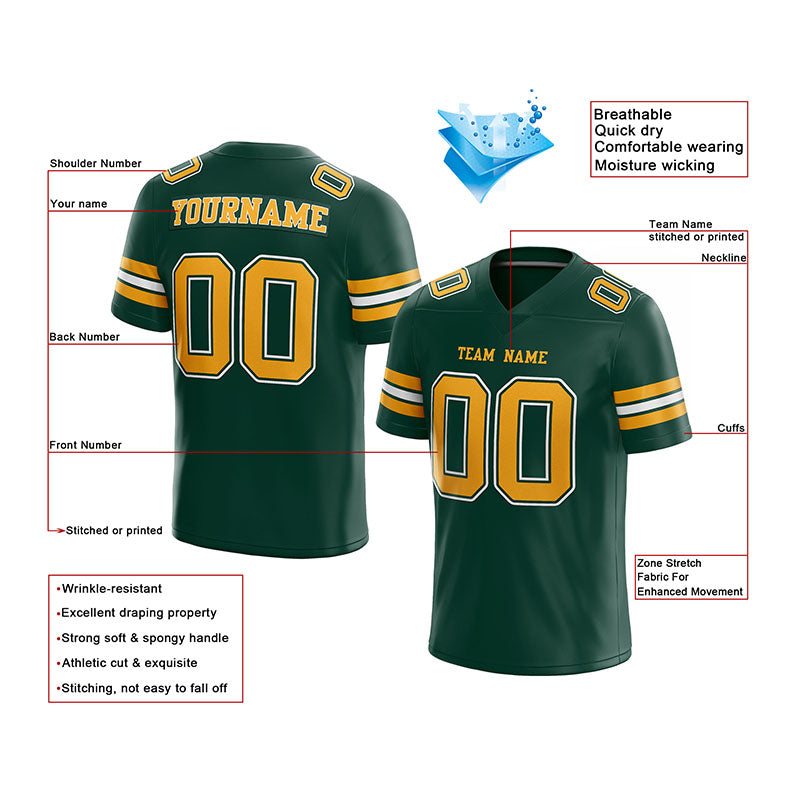 customized  authentic football jersey green yellow-white mesh