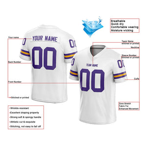 customized  authentic football jersey white-purple-yellow