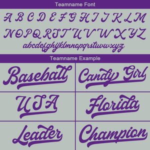 Camiseta de béisbol personalizada con diseño bordado & estilo hip hop & color gris y morado