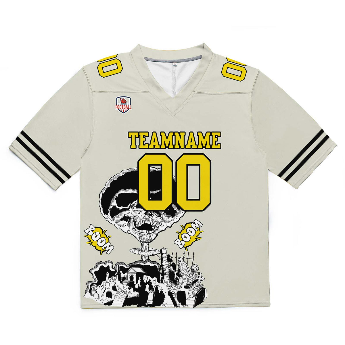 Camiseta de fútbol personalizada con nombre y número del equipo bordados-color gris arroz