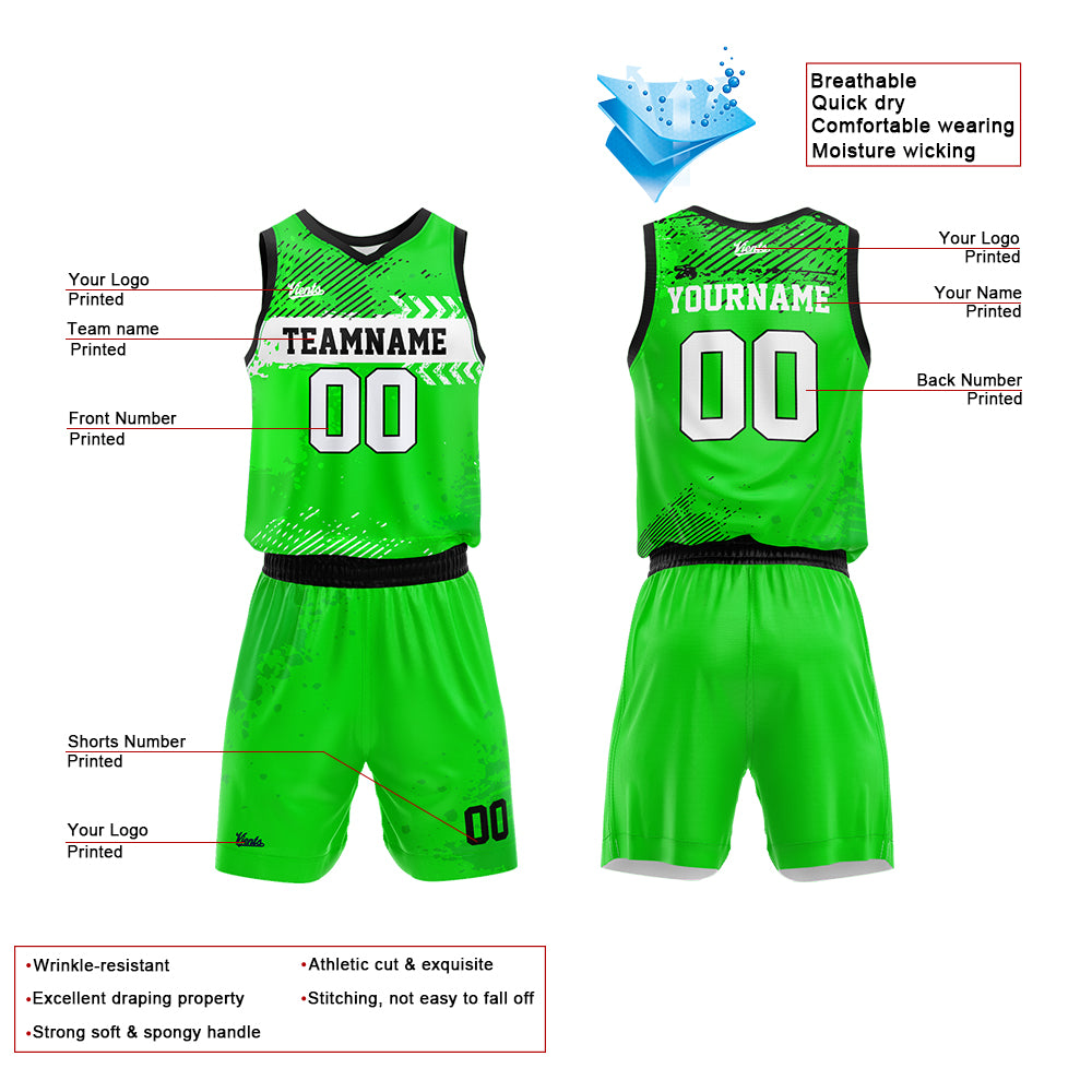 Uniforme de baloncesto verde personalizado con tu logotipo-nombre y número impresos