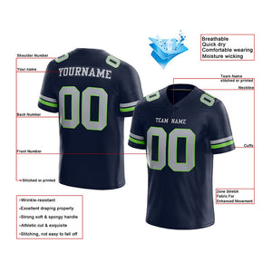 customized authentic football jersey navy grey -white mesh