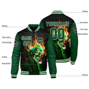 Chaqueta universitaria personalizada estilo Letterman para hombres-mujeres y jóvenes-color verde y negro