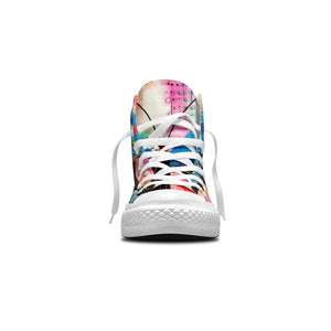 Elegancia revoloteante: Zapatillas de lona de media caña para hombre y mujer -Eleva tu estilo con estas zapatillas de lona de caña media que presentan la elegante belleza del arte de las mariposas