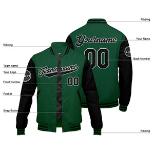 Chaqueta universitaria personalizada estilo Letterman para hombres-mujeres y jóvenes-color verde y negro