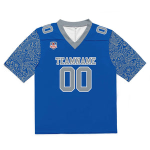 Camiseta de fútbol personalizada con nombre y número del equipo impresos y bordados-color azul