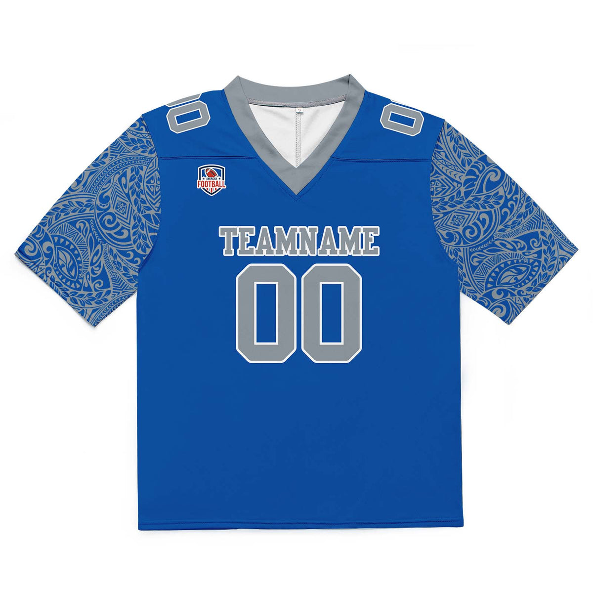 Camiseta de fútbol personalizada con nombre y número del equipo impresos y bordados-color azul