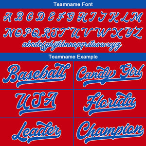 Camiseta de béisbol personalizada con diseño bordado & estilo hip hop & color rojo y azul marino