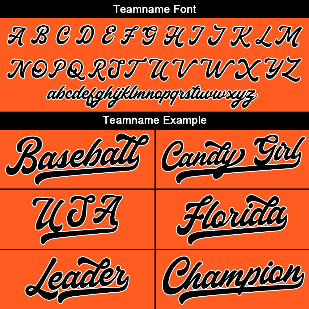 Camiseta de béisbol personalizada con diseño bordado & estilo hip hop & color naranja y negro